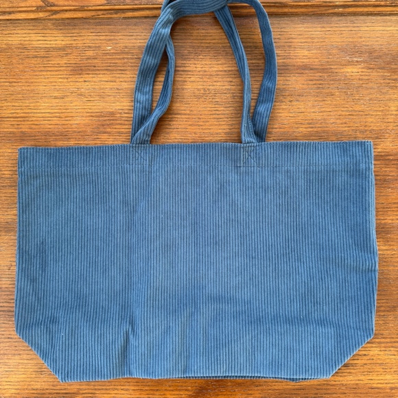new Sézane super soft velvet corduroy tote bag denim blue limited edition - Picture 2 of 4
